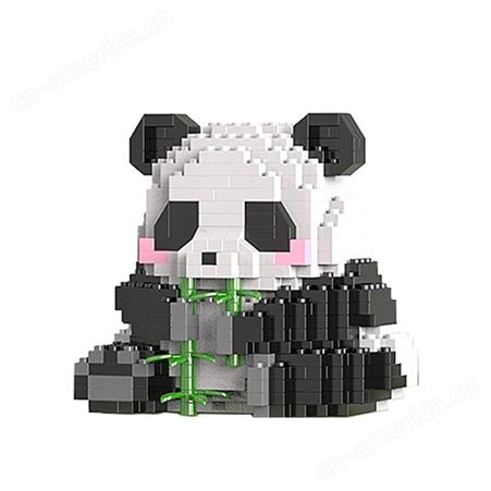 中国熊猫积木花花益智拼装玩具六一儿童节礼物小颗粒兼容乐高积木